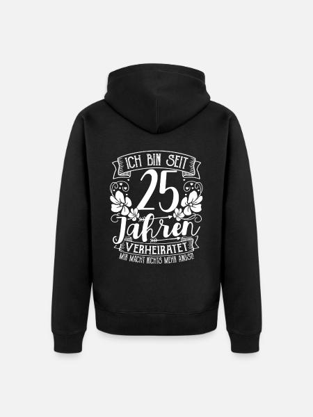Silver Wedding 25 Years Married Wedding Anniversary - Unisex Premium Organic Zip Hoodie - black