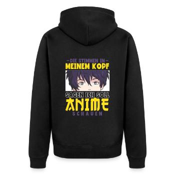 Anime Spruch Weeb Otaku - Unisex Premium Bio Zip Hoodie - Schwarz - Hinten - Nico (187cm)