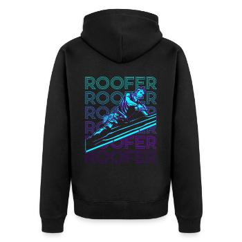 Dachdecker Dachkonstruktion Retro - Unisex Premium Bio Zip Hoodie - Schwarz - Hinten - Nico (187cm)