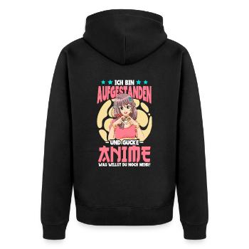 Anime Spruch Weeb Otaku - Unisex Premium Bio Zip Hoodie - Schwarz - Hinten - Nico (187cm)