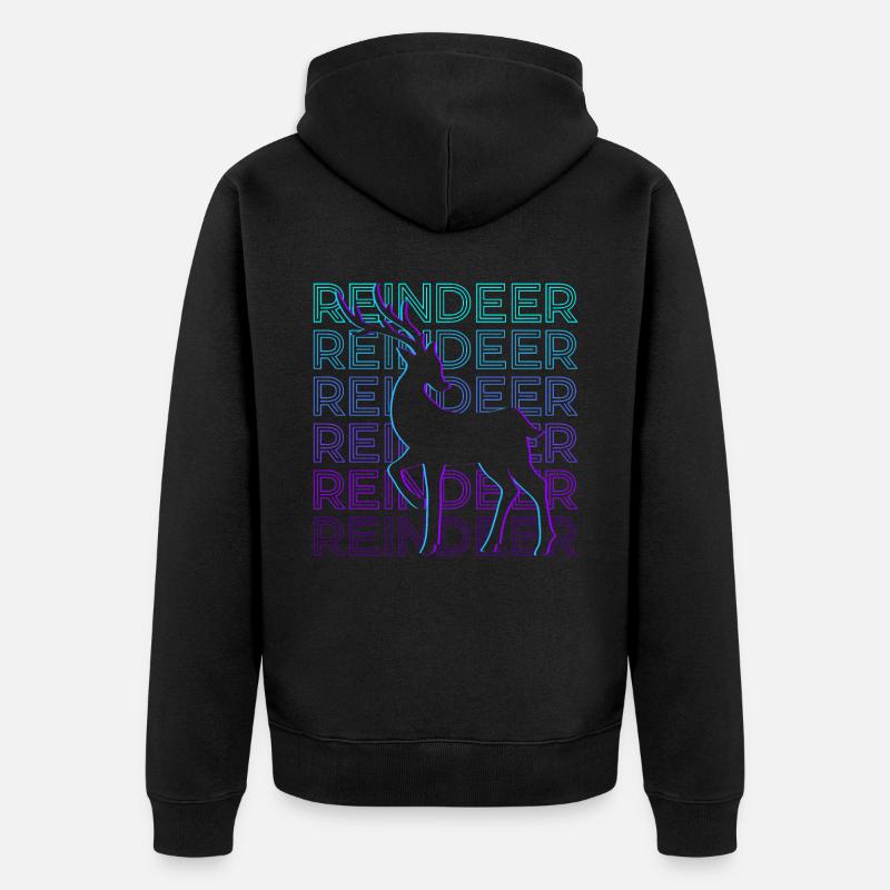 Rétro renne - Veste à capuche bio Premium Unisexe - noir