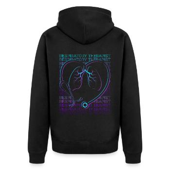 Respiratory Therapist Respiratory Therapy Retro - Unisex Premium Organic Zip Hoodie - black - Back - Nico (187cm)