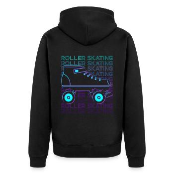 Rollschuhlaufen Rollschuhläufer Rollschuhe Retro - Unisex Premium Bio Zip Hoodie - Schwarz - Hinten - Nico (187cm)