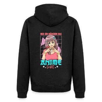 Anime Spruch Weeb Otaku - Unisex Premium Bio Zip Hoodie - Schwarz - Hinten - Nico (187cm)