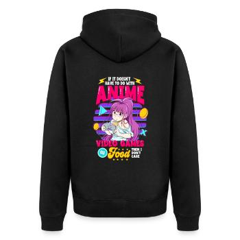 Anime Spruch Weeb Otaku - Unisex Premium Bio Zip Hoodie - Schwarz - Hinten - Nico (187cm)