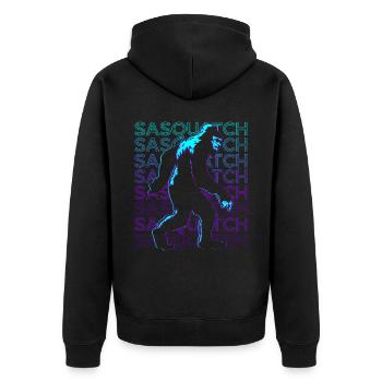 Sasquatch Bigfoot Retro - Unisex Premium Bio Zip Hoodie - Schwarz - Hinten - Nico (187cm)