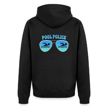 Pool Police Rettungsschwimmer Bademeister - Unisex Premium Bio Zip Hoodie - Schwarz - Hinten - Nico (187cm)