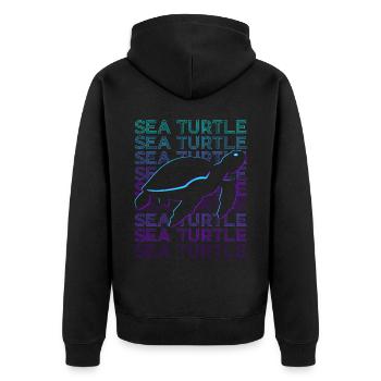 Turtle Retro - Unisex Premium Organic Zip Hoodie - black - Back - Nico (187cm)