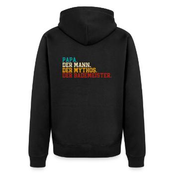 Rettungsschwimmer Papa Bademeister - Unisex Premium Bio Zip Hoodie - Schwarz - Hinten - Nico (187cm)