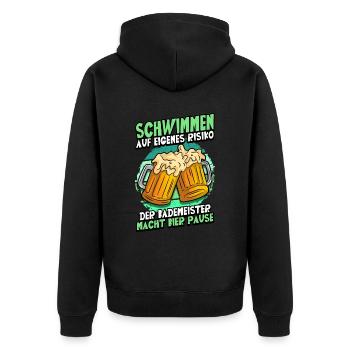 Rettungsschwimmer Bademeister - Unisex Premium Bio Zip Hoodie - Schwarz - Hinten - Nico (187cm)
