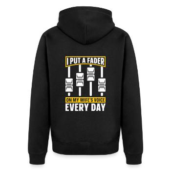 Tontechniker Sound Audio Engineer - Unisex Premium Bio Zip Hoodie - Schwarz - Hinten - Nico (187cm)