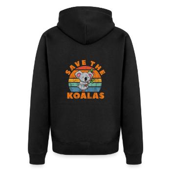 Koala - Unisex Premium Bio Zip Hoodie - Schwarz - Hinten - Nico (187cm)