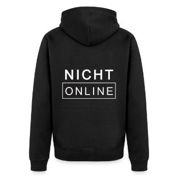 Offline Kein Signal Internet Lustiger Spruch - Unisex Premium Bio Zip Hoodie - Schwarz - Hinten - Nico (187cm)