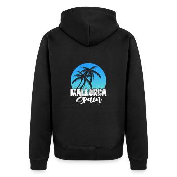 Mallorca - Unisex Premium Bio Zip Hoodie - Schwarz - Hinten - Nico (187cm)