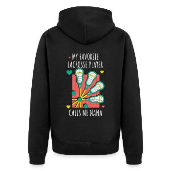 Lacrosse Nana Lacrosse Gift - Unisex Premium Organic Zip Hoodie - black - Back - Nico (187cm)