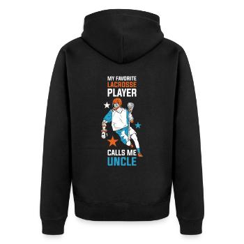 Lacrosse Uncle Lacrosse Gift - Unisex Premium Organic Zip Hoodie - black - Back - Nico (187cm)