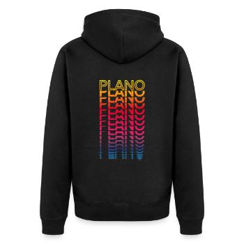 Retro Nostalgisch USA Stadt - Regenbogen Plano - Unisex Premium Bio Zip Hoodie - Schwarz - Hinten - Nico (187cm)