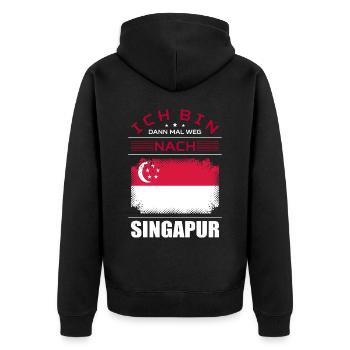 Ich Bin Dann Mal Weg Nach Singapur Fahne Urlaub - Unisex Premium Bio Zip Hoodie - Schwarz - Hinten - Nico (187cm)