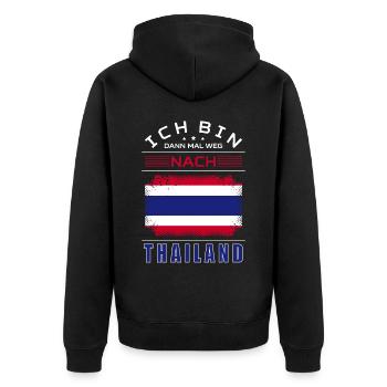 Ich Bin Dann Mal Weg Nach Thailand Fahne Urlaub - Unisex Premium Bio Zip Hoodie - Schwarz - Hinten - Nico (187cm)