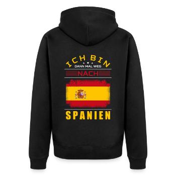 Ich Bin Dann Mal Weg Nach Spanien Fahne Urlaub - Unisex Premium Bio Zip Hoodie - Schwarz - Hinten - Nico (187cm)