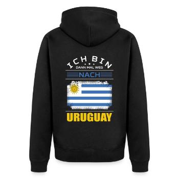 Ich Bin Dann Mal Weg Nach Uruguay Fahne Urlaub - Unisex Premium Bio Zip Hoodie - Schwarz - Hinten - Nico (187cm)