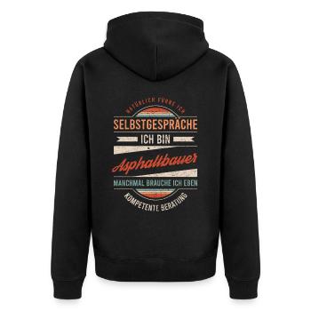 Asphaltbauer Arbeitskollege Kollege Geschenk Retro - Unisex Premium Bio Zip Hoodie - Schwarz - Hinten - Nico (187cm)