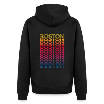 Retro Nostalgic USA City - Rainbow Boston - Veste à capuche bio Premium Unisexe - noir - Dos - Nico (187cm)