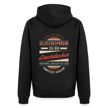 Dachdecker Arbeitskollege Kollege Geschenk Retro - Unisex Premium Bio Zip Hoodie - Schwarz - Hinten - Nico (187cm)