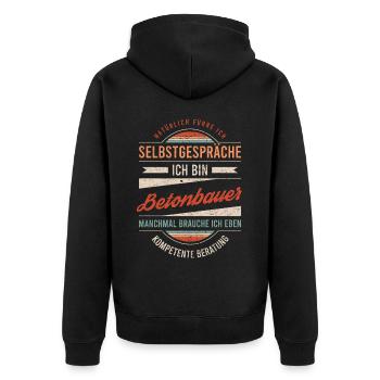 Betonbauer Arbeitskollege Kollege Geschenk Retro - Unisex Premium Bio Zip Hoodie - Schwarz - Hinten - Nico (187cm)