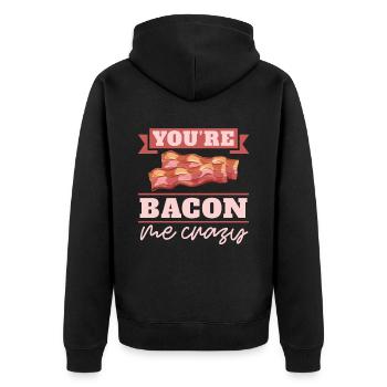 Du Bist Bacon Me Crazy Breakfast Bacon Lover Meat - Unisex Premium Bio Zip Hoodie - Schwarz - Hinten - Nico (187cm)