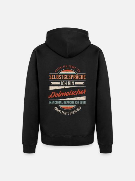 Dolmetscher Arbeitskollege Kollege Geschenk Retro - Unisex Premium Bio Zip Hoodie - Schwarz