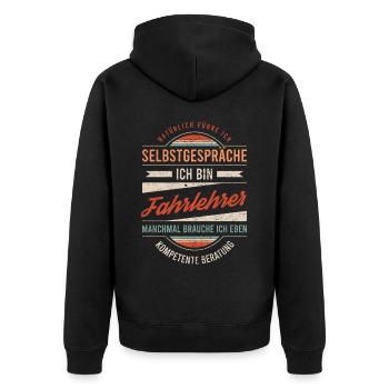 Fahrlehrer Arbeitskollege Kollege Geschenk Retro - Unisex Premium Bio Zip Hoodie - Schwarz - Hinten - Nico (187cm)