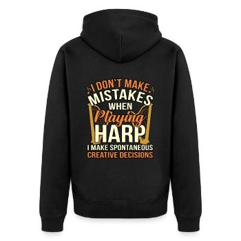 Harfe - Unisex Premium Bio Zip Hoodie - Schwarz - Hinten - Nico (187cm)