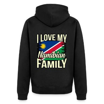 Namibia - Unisex Premium Bio Zip Hoodie - Schwarz - Hinten - Nico (187cm)