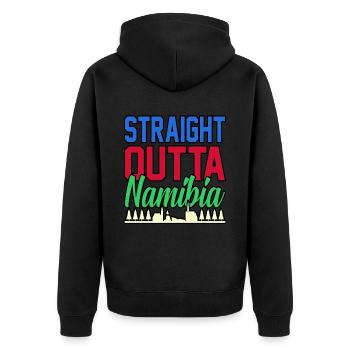 Namibia - Unisex Premium Bio Zip Hoodie - Schwarz - Hinten - Nico (187cm)