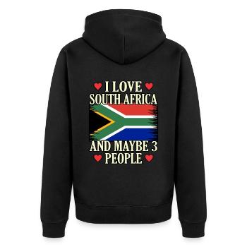 Südafrika - Unisex Premium Bio Zip Hoodie - Schwarz - Hinten - Nico (187cm)