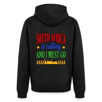 Südafrika - Unisex Premium Bio Zip Hoodie - Schwarz - Hinten - Nico (187cm)