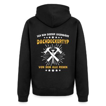 Dachdecker Dachspengler Dachklempner Dachdecken - Unisex Premium Bio Zip Hoodie - Schwarz - Hinten - Nico (187cm)