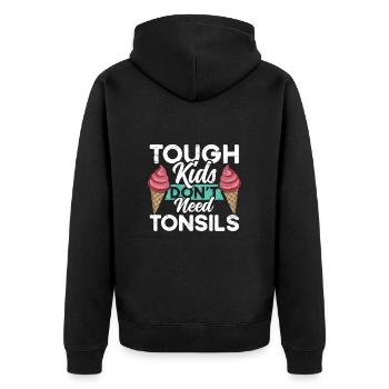 Children Don't Need Tonsil Survivors - Unisex Premium Organic Zip Hoodie - black - Back - Nico (187cm)