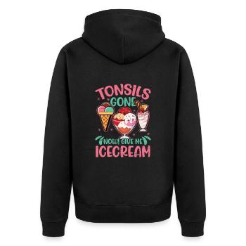 Icecream Tonsil Survivor Tonsillectomy - Unisex Premium Organic Zip Hoodie - black - Back - Nico (187cm)