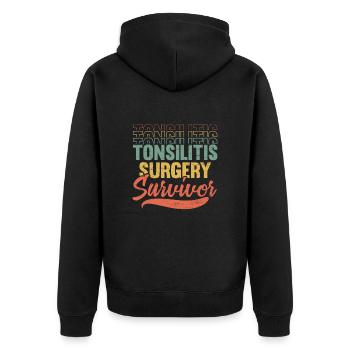 Amygdalite survivante Amygdalectomie - Veste à capuche bio Premium Unisexe - noir - Dos - Nico (187cm)