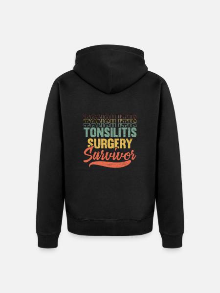 Tonsillitis Survivor Tonsillectomy - Unisex Premium Organic Zip Hoodie - black