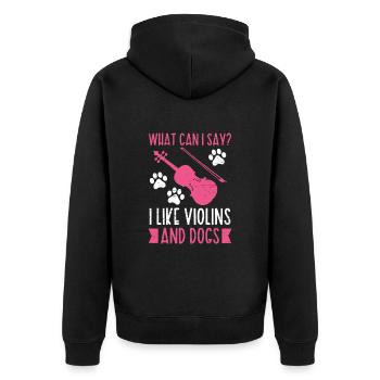 Ich Mag Geigen Und Hunde Geigenmusiker Musik - Unisex Premium Bio Zip Hoodie - Schwarz - Hinten - Nico (187cm)