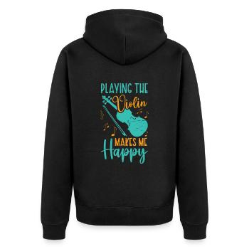Violine Macht Mich Glücklich Geigenmusiker Musik - Unisex Premium Bio Zip Hoodie - Schwarz - Hinten - Nico (187cm)