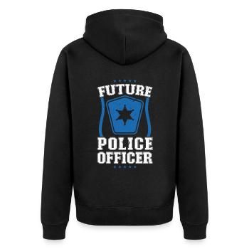Zukünftiger Polizist - Polizeikostüm - Unisex Premium Bio Zip Hoodie - Schwarz - Hinten - Nico (187cm)