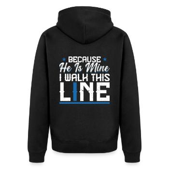 Weil Er Mir Gehört, Gehe Ich Diesen Weg - Unisex Premium Bio Zip Hoodie - Schwarz - Hinten - Nico (187cm)