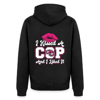 J’ai embrassé un flic - Petite amie d’un policier - Veste à capuche bio Premium Unisexe - noir - Dos - Nico (187cm)
