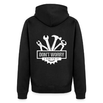 Dont Worry I Can Fix It Craftsman - Unisex Premium Organic Zip Hoodie - black - Back - Nico (187cm)