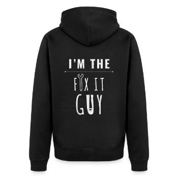 IM The Fix It Guy Handwerker Heimwerker - Unisex Premium Bio Zip Hoodie - Schwarz - Hinten - Nico (187cm)