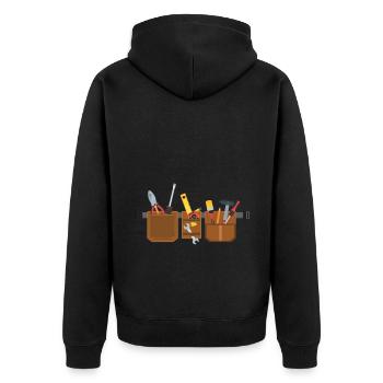Tool Belt Craftsmen DO-IT-YOURSELFers - Unisex Premium Organic Zip Hoodie - black - Back - Nico (187cm)